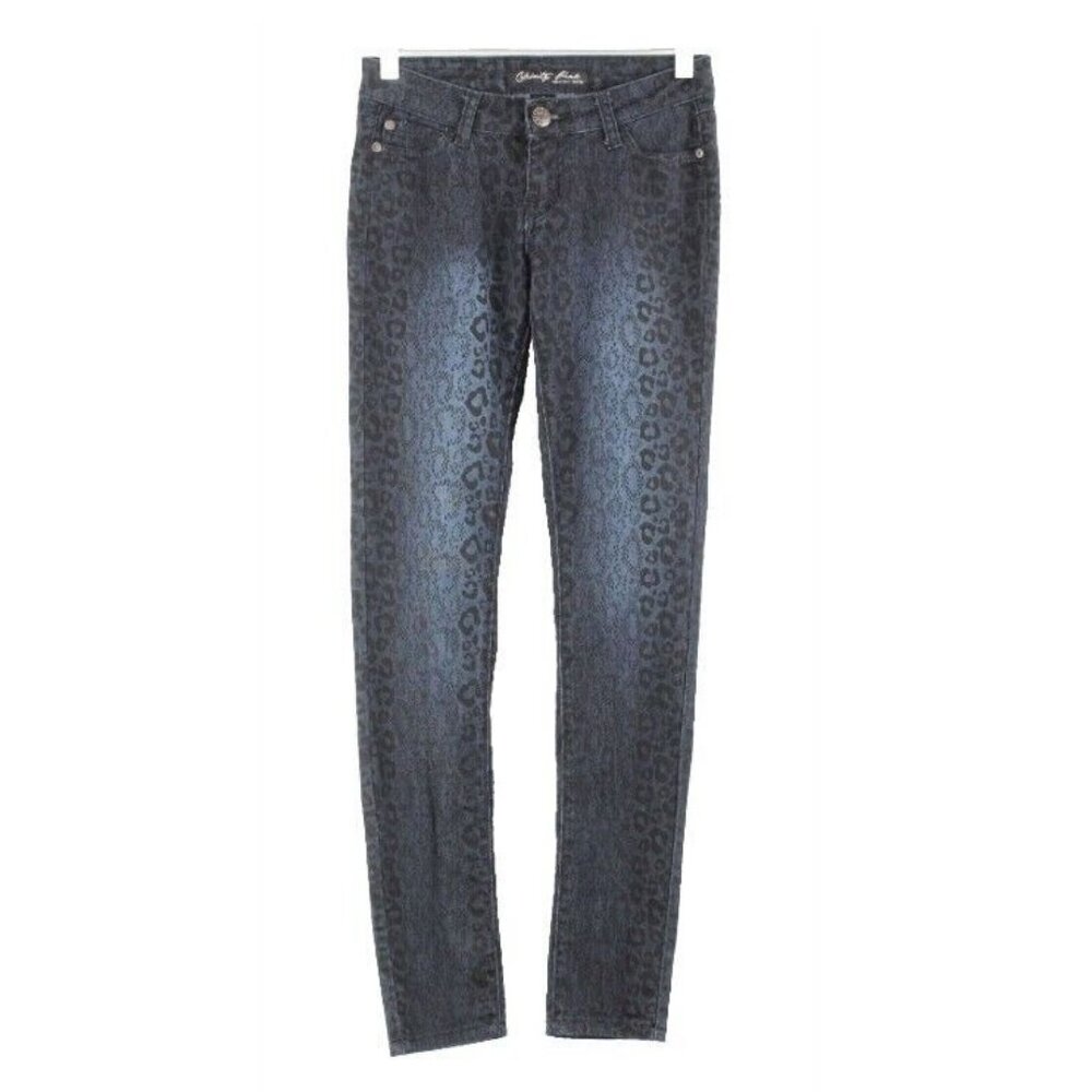 Celebrity Pink Sz 1 x 31 Navy Black Animal Skinny Cotton Poly Spandex Jeans